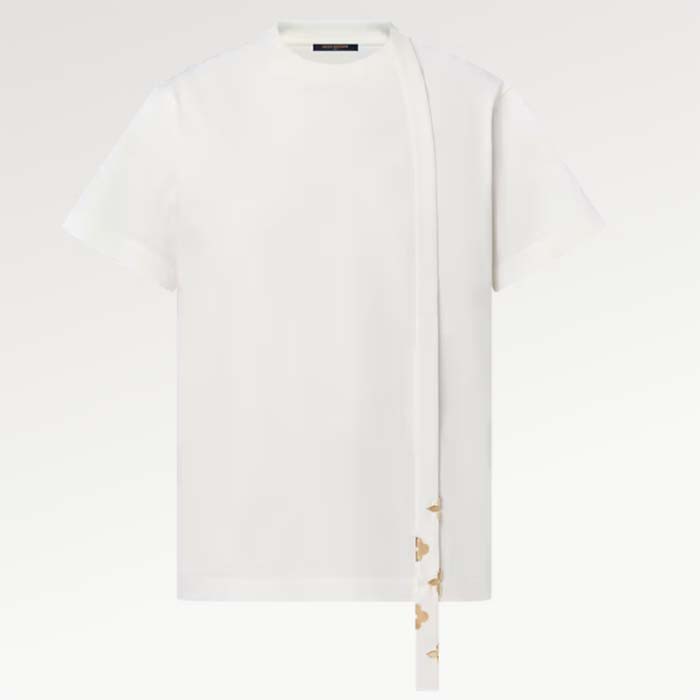 Louis Vuitton Women LV Monogram Accent Lavaliere T-Shirt Cotton White 1AC1MT