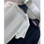 Louis Vuitton Women LV Monogram Accent Lavaliere T-Shirt Cotton White 1AC1MT - Image 6