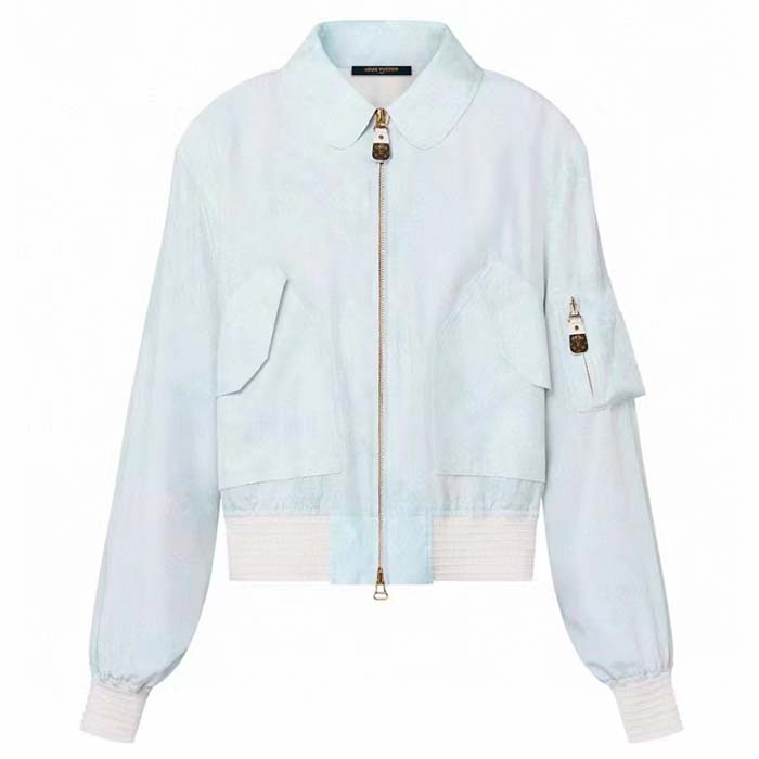 Louis Vuitton Women LV Monogram Cloud Bomber Jacket Silk Sky Blue 1AC0M5