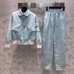 Louis Vuitton Women LV Monogram Cloud Baggy Pajama Pants Silk Sky Blue 1AC2HG - Image 2