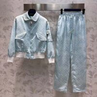 Louis Vuitton Women LV Monogram Cloud Baggy Pajama Pants Silk Sky Blue 1AC2HG (3)
