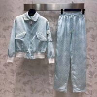 Louis Vuitton Women LV Monogram Cloud Bomber Jacket Silk Sky Blue 1AC0M5 (2)