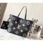 Louis Vuitton Women LV Neverfull MM Black Monogram Embossed Grained Cowhide Leather M58907 - immagine 4
