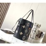 Louis Vuitton Women LV Neverfull MM Black Monogram Embossed Grained Cowhide Leather M58907 - immagine 5