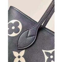 Louis Vuitton Women LV Neverfull MM Black Monogram Embossed Grained Cowhide Leather M58907 (9)