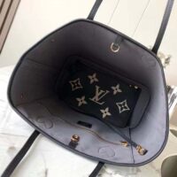 Louis Vuitton Women LV Neverfull MM Black Monogram Embossed Grained Cowhide Leather M58907 (9)
