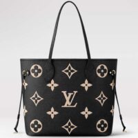 Louis Vuitton Women LV Neverfull MM Black Monogram Embossed Grained Cowhide Leather M58907 (9)