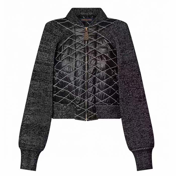 Louis Vuitton Women LV Quilted Malletage Bomber Jacket Black Regular Fit 1AFFP8