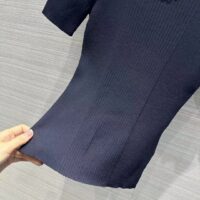 Louis Vuitton Women LV Ribbed Knit Top Wool Cashmere Dark Blue 1AFFRR (1)