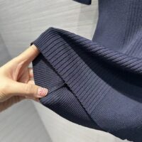 Louis Vuitton Women LV Ribbed Knit Top Wool Cashmere Dark Blue 1AFFRR (1)