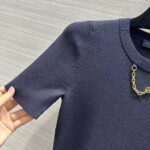 Louis Vuitton Women LV Ribbed Knit Top Wool Cashmere Dark Blue 1AFFRR - Image 8