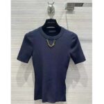 Louis Vuitton Women LV Ribbed Knit Top Wool Cashmere Dark Blue 1AFFRR - Image 2
