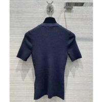 Louis Vuitton Women LV Ribbed Knit Top Wool Cashmere Dark Blue 1AFFRR (1)