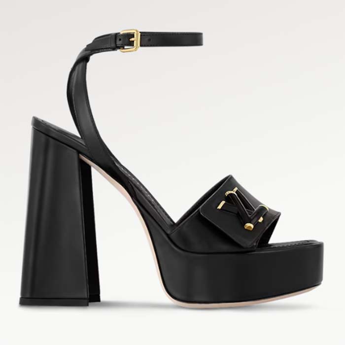 Louis Vuitton Women LV Shake Platform Sandal Black Calf Leather Lambskin 1ABVRQ