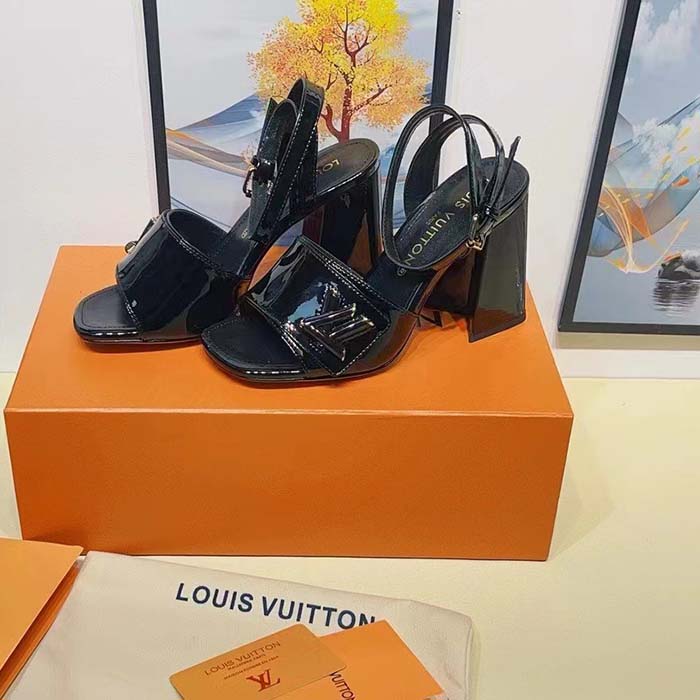 Louis Vuitton Women LV Shake Platform Sandal Black Calf Leather Lambskin 1ABVRQ