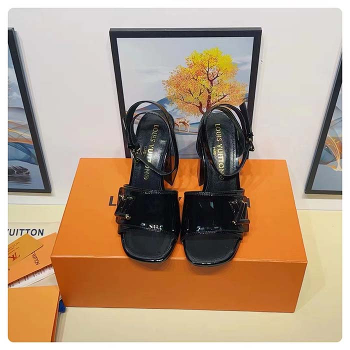 Louis Vuitton Women LV Shake Platform Sandal Black Calf Leather Lambskin 1ABVRQ