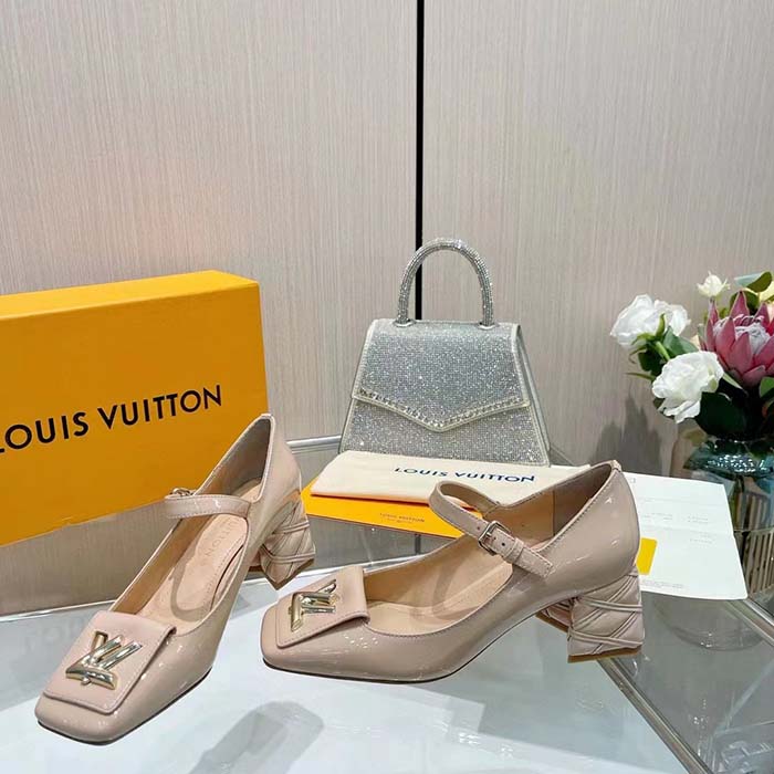 Louis Vuitton Women LV Shake Pump Beige Patent Calf Leather 5.5 CM Heel