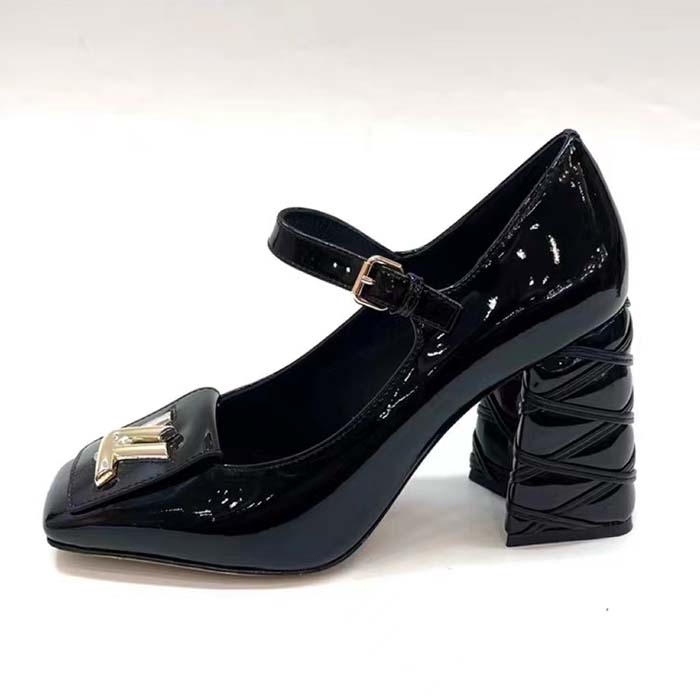 Louis Vuitton Women LV Shake Pump Black Patent Calf Leather 9.5 CM Heel