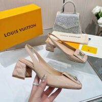 Louis Vuitton Women LV Shake Slingback Pump Beige Patent Calf Leather (8)