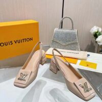 Louis Vuitton Women LV Shake Slingback Pump Beige Patent Calf Leather (8)