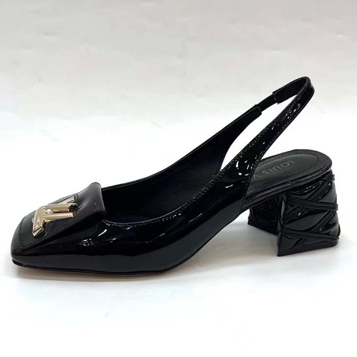 Louis Vuitton Women LV Shake Slingback Pump Black Patent Calf Leather