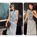 Louis Vuitton Women LV Sleeveless Velvet Accent Denim Jacket Cotton Blue 1AFEQ8 – Bild 12