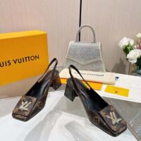 Louis Vuitton Women LV Slingback Pump Brown Monogram Flower Canvas (1)