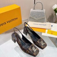 Louis Vuitton Women LV Slingback Pump Brown Monogram Flower Canvas (1)