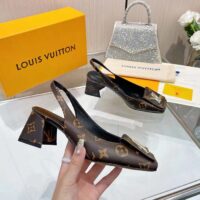 Louis Vuitton Women LV Slingback Pump Brown Monogram Flower Canvas (1)