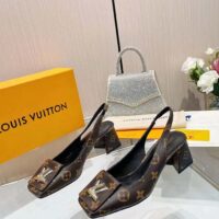 Louis Vuitton Women LV Slingback Pump Brown Monogram Flower Canvas (1)