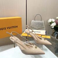 Louis Vuitton Women LV Stellar Slingback Pump Beige Glazed Patent Calf Leather (1)