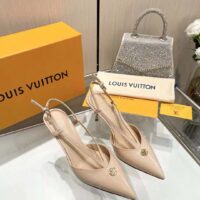 Louis Vuitton Women LV Stellar Slingback Pump Beige Glazed Patent Calf Leather (1)