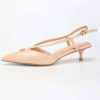 Louis Vuitton Women LV Stellar Slingback Pump Beige Glazed Patent Calf Leather Low Heel (2)