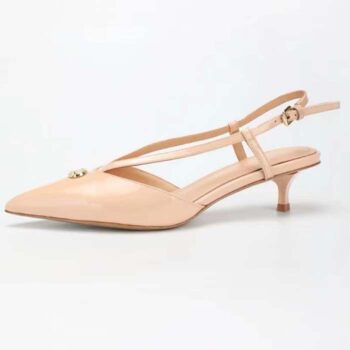 Louis Vuitton Women LV Stellar Slingback Pump Beige Glazed Patent Calf Leather Low Heel