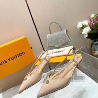Louis Vuitton Women LV Stellar Slingback Pump Beige Glazed Patent Calf Leather Low Heel (2)