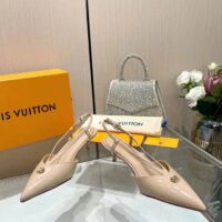 Louis Vuitton Women LV Stellar Slingback Pump Beige Glazed Patent Calf Leather Low Heel (2)