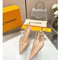 Louis Vuitton Women LV Stellar Slingback Pump Beige Glazed Patent Calf Leather Low Heel (2)