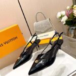 Louis Vuitton Women LV Stellar Slingback Pump Black Glazed Calf Leather Low Heel - Image 2