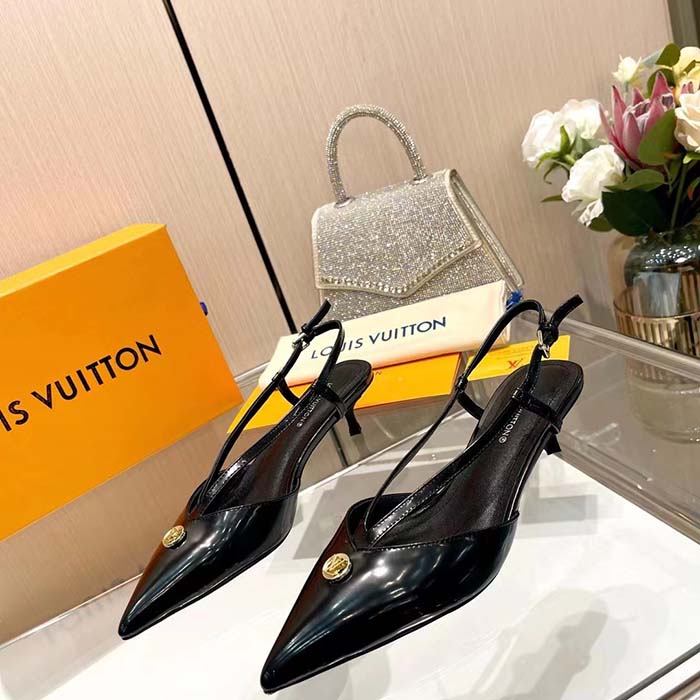 Louis Vuitton Women LV Stellar Slingback Pump Black Glazed Calf Leather Low Heel (3)