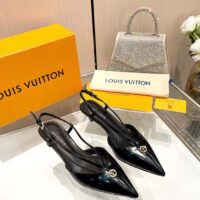 Louis Vuitton Women LV Stellar Slingback Pump Black Glazed Calf Leather Low Heel (5)