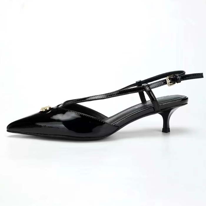 Louis Vuitton Women LV Stellar Slingback Pump Black Glazed Patent Calf Leather Low Heel (1)