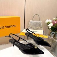 Louis Vuitton Women LV Stellar Slingback Pump Black Glazed Patent Calf Leather Low Heel (1)