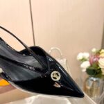 Louis Vuitton Women LV Stellar Slingback Pump Black Glazed Patent Calf Leather Low Heel - Image 7