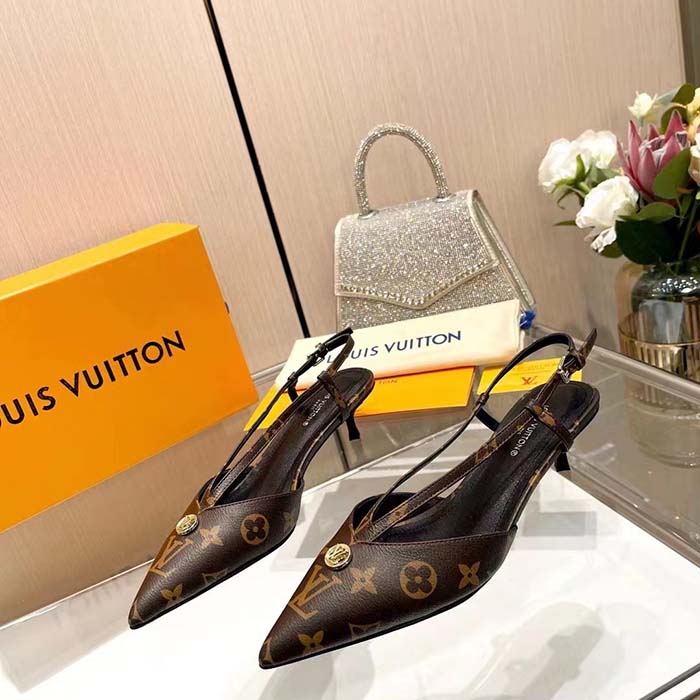 Louis Vuitton Women LV Stellar Slingback Pump Brown Monogram Canvas Low Heel (3)