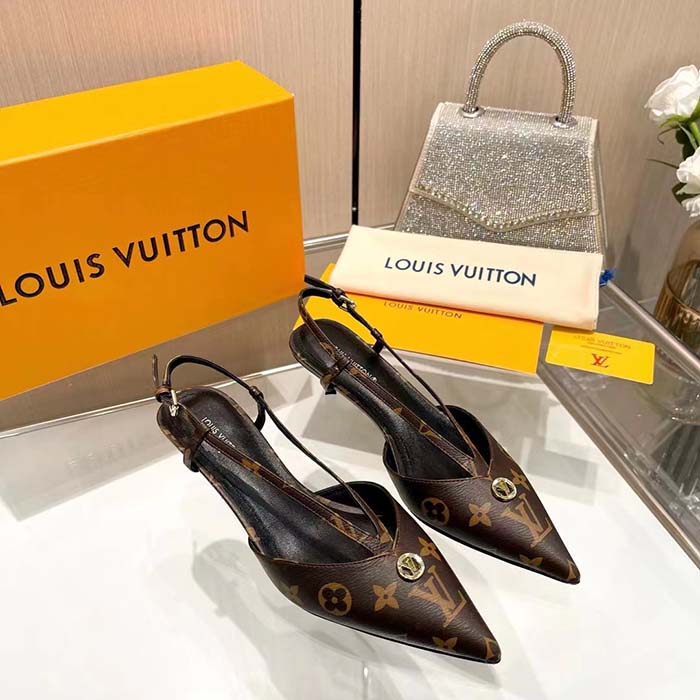 Louis Vuitton Women LV Stellar Slingback Pump Brown Monogram Canvas Low Heel (5)