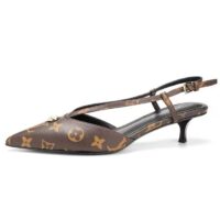 Louis Vuitton Women LV Stellar Slingback Pump Brown Monogram Canvas Low Heel (6)