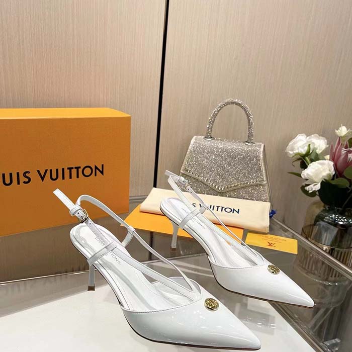 Louis Vuitton Women LV Stellar Slingback Pump White Glazed Calf Leather (8)