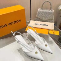 Louis Vuitton Women LV Stellar Slingback Pump White Glazed Calf Leather Low Heel (6)