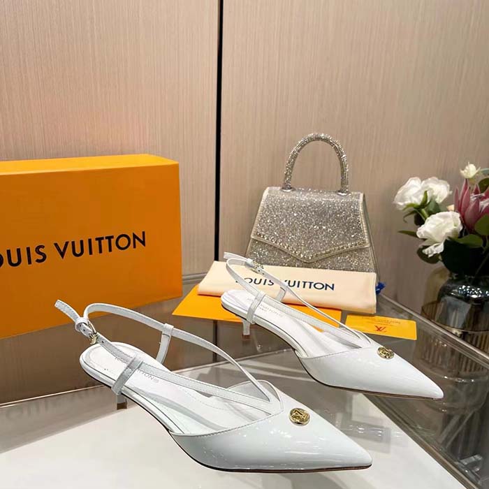 Louis Vuitton Women LV Stellar Slingback Pump White Glazed Calf Leather Low Heel (2)