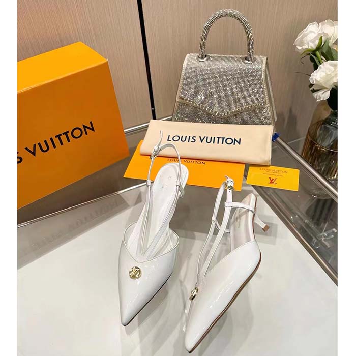 Louis Vuitton Women LV Stellar Slingback Pump White Glazed Calf Leather Low Heel (3)